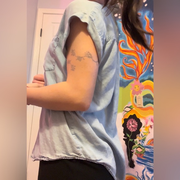 lightweight faux denim button up! - Picture 4 of 6